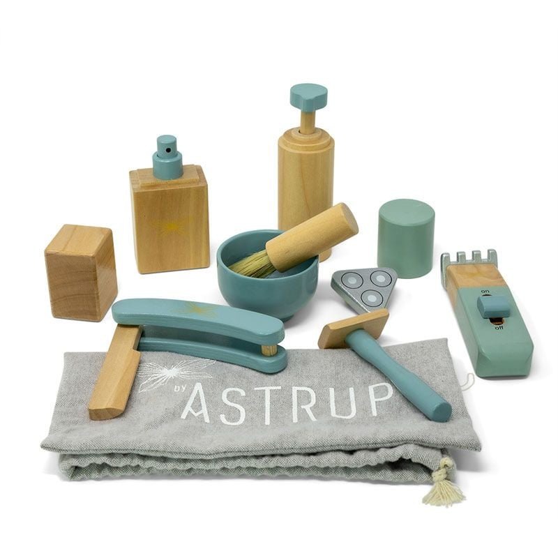 Houten kappersset met opbergtas