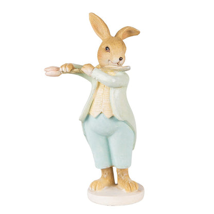 Beeld konijn 16 cm groen bruin polyresin