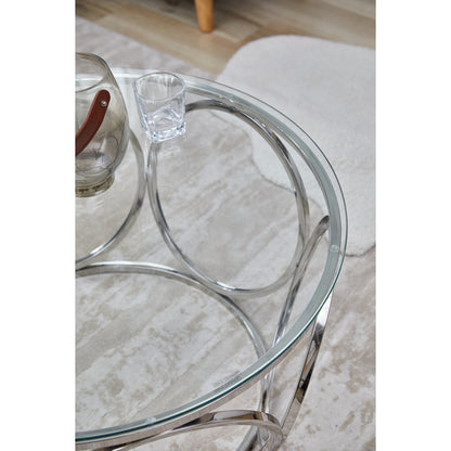 Coffee table Ø 80 cm silver/clear glass
