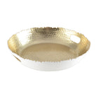 White Hammered Drawer Tray with Gilded Accent 33x33x5.5 cm