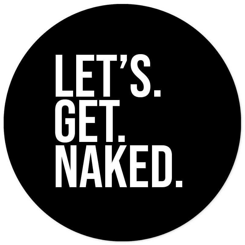 Muurcirkel let's get naked zwart Dibond