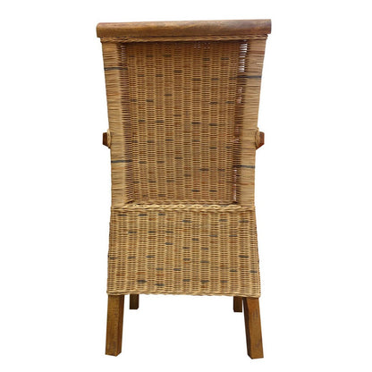 Eetkamerstoelen Set Van 2 Rotan Met Armleuningen Tabacco