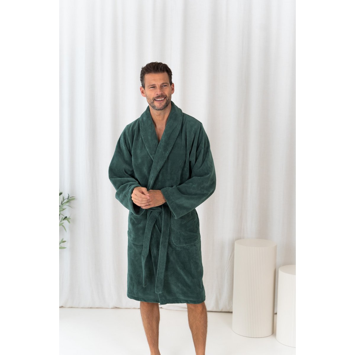 Badjas teddy fleece katoen groen