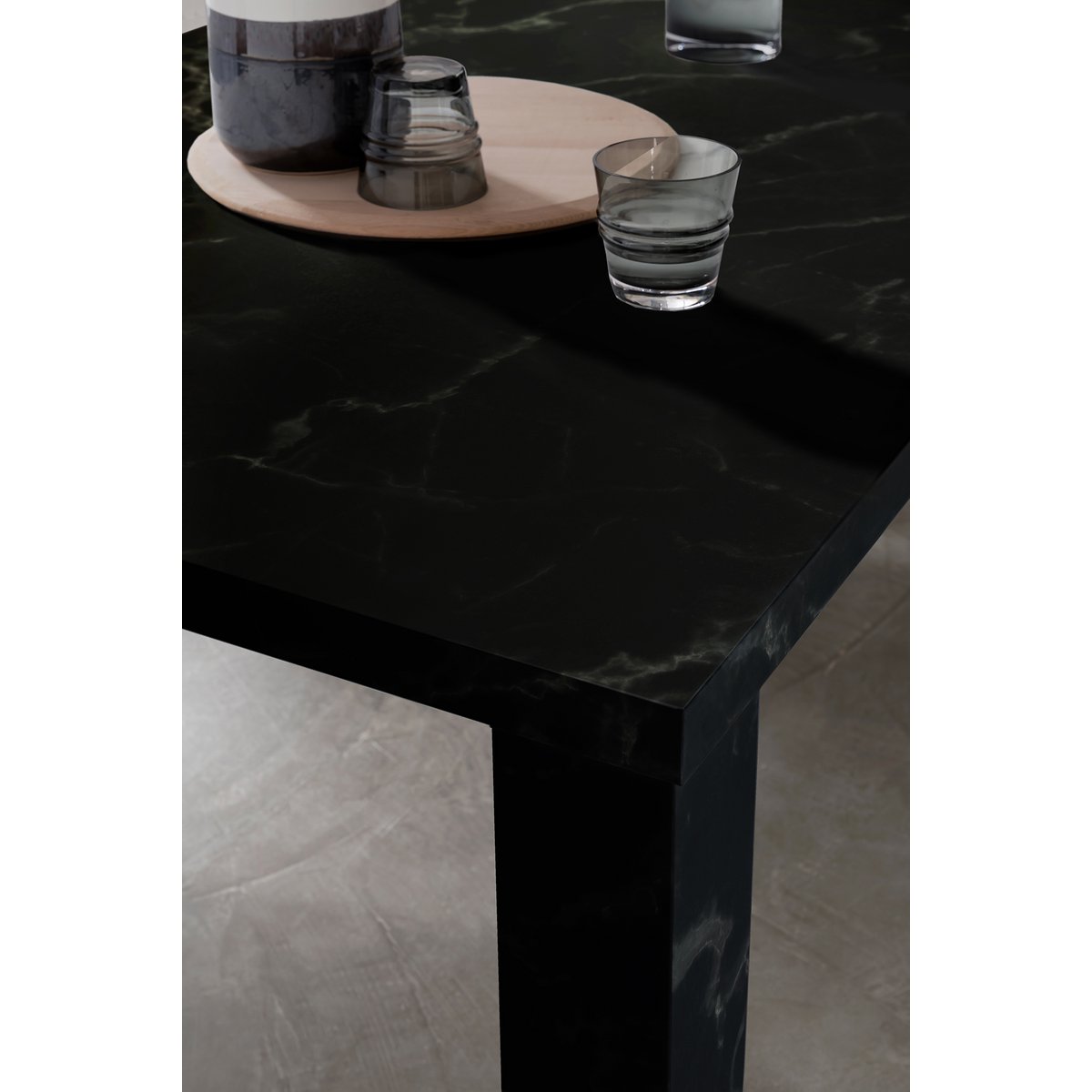 Eettafel 180x90x76 cm zwart marmerlook MDF