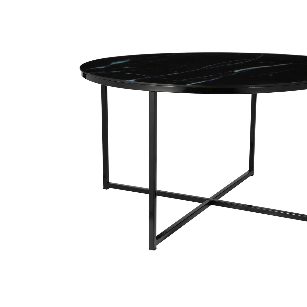Salontafel rond Ø80x45 cm glas zwart metaal
