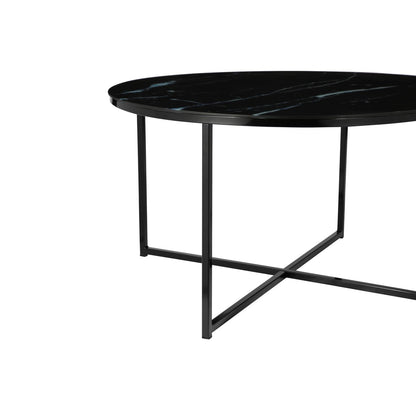 Salontafel rond Ø80x45 cm glas zwart metaal