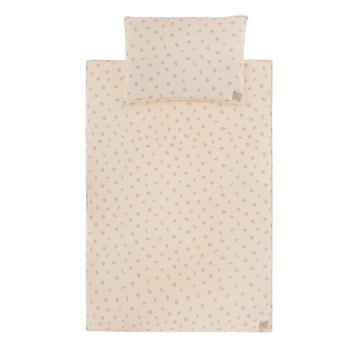 Mousseline kinder overtrekset paars vergeet-mij-nietje 95x65 cm