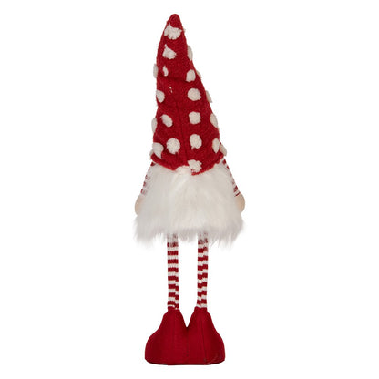Kerstkabouter met LED 8x12x56 cm rood synthetisch