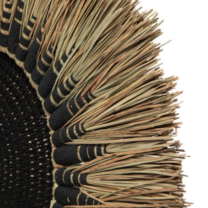 Wanddecoratie macramé raffia zwart naturel 60x3 cm