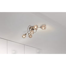 Plafondlamp 5-armig glas roestvrijstalen look 61x36x21 cm