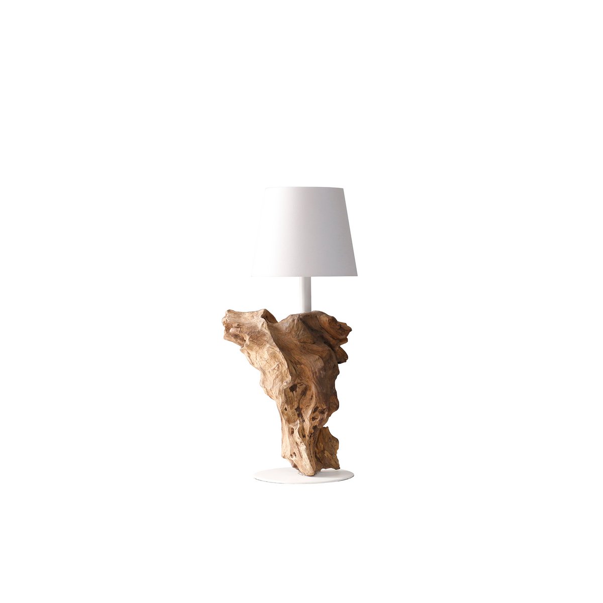 Tafellamp 29 cm naturel/wit LED batterij