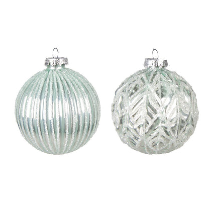 Kerstbal Ø 8 cm groen glas set van 2