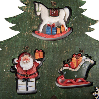 Kerstdecoratie beeld kerstboom 32x2x39 cm groen hout