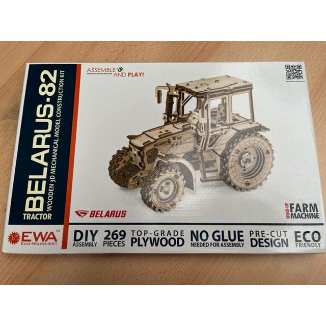 Houten tractor puzzel 269 onderdelen 21.8x11.8x15.5 cm
