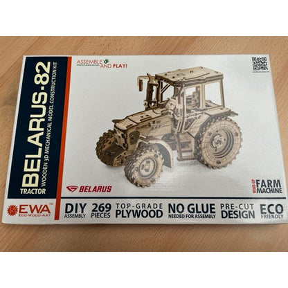 Houten tractor puzzel 269 onderdelen 21.8x11.8x15.5 cm