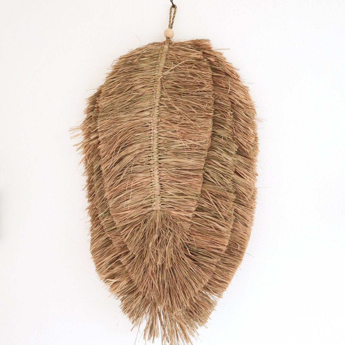 Wanddecor bladvorm raffia 50 cm
