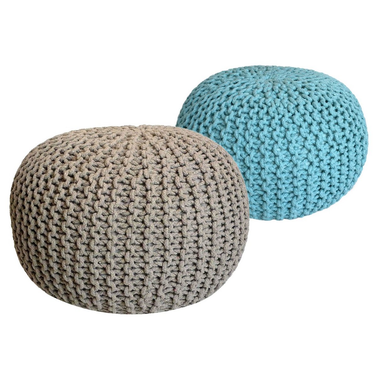 Poef set 2 stuks Ø55x37 cm grofgebreid