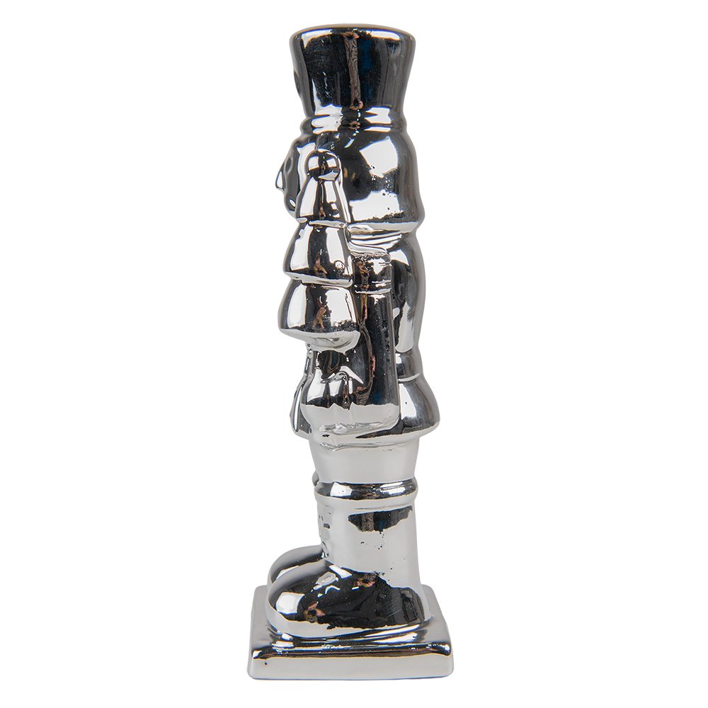 Notenkraker beeld 19 cm zilverkleurig porselein