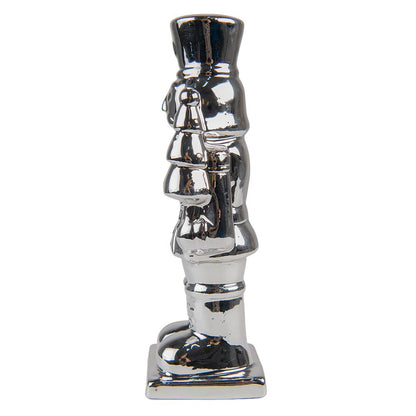 Notenkraker beeld 19 cm zilverkleurig porselein
