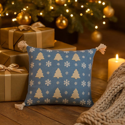 Kussenhoes kerst 45x45 cm blauw
