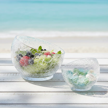 Glass bowl cracked effect large model 18x18x15cm