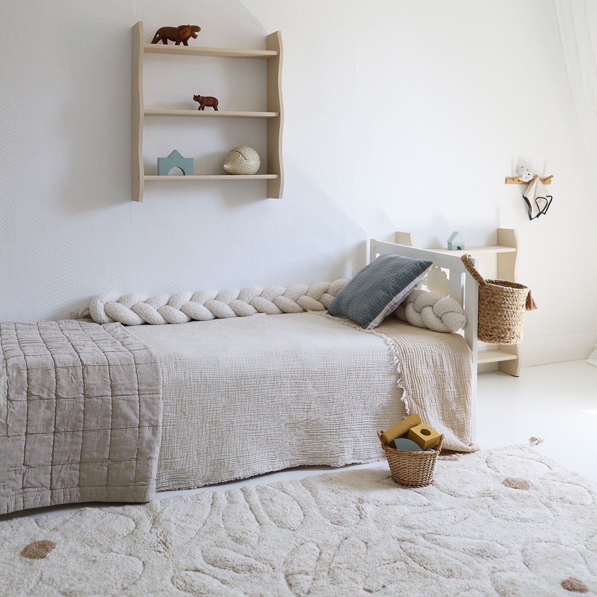 Bedvlecht 200 cm crème polyester