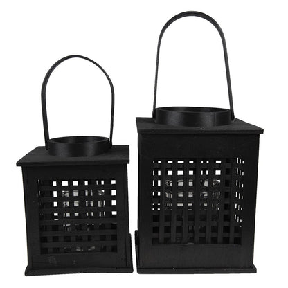 Lantern 19x19x25 cm Black Bamboo Candle Holder