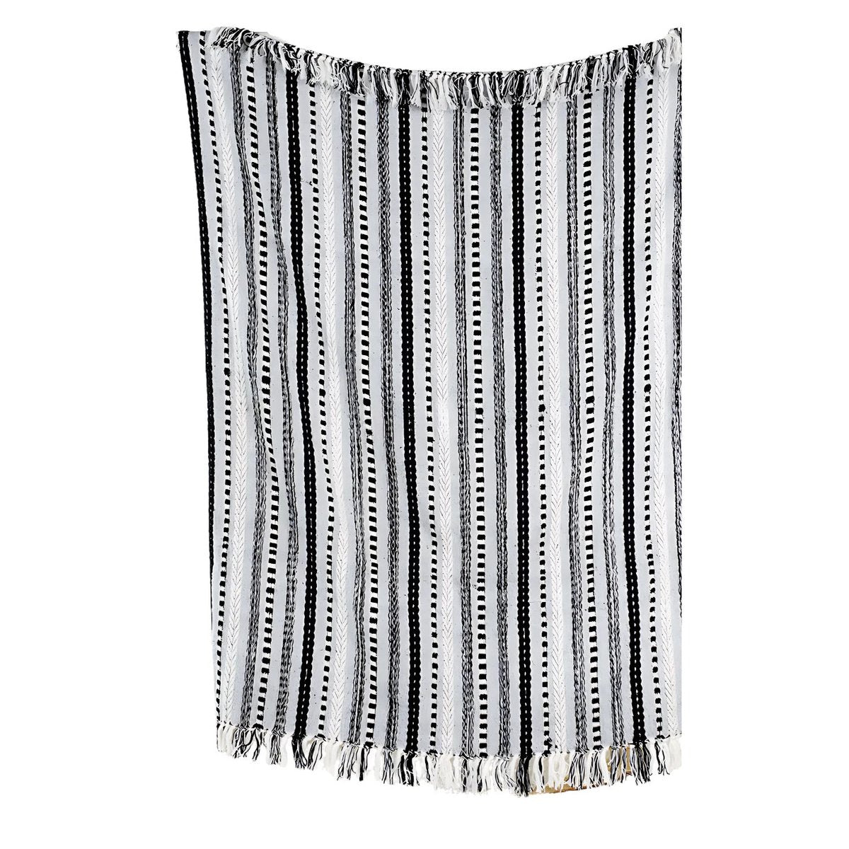 Plaid 125x160 cm zwart wit katoen
