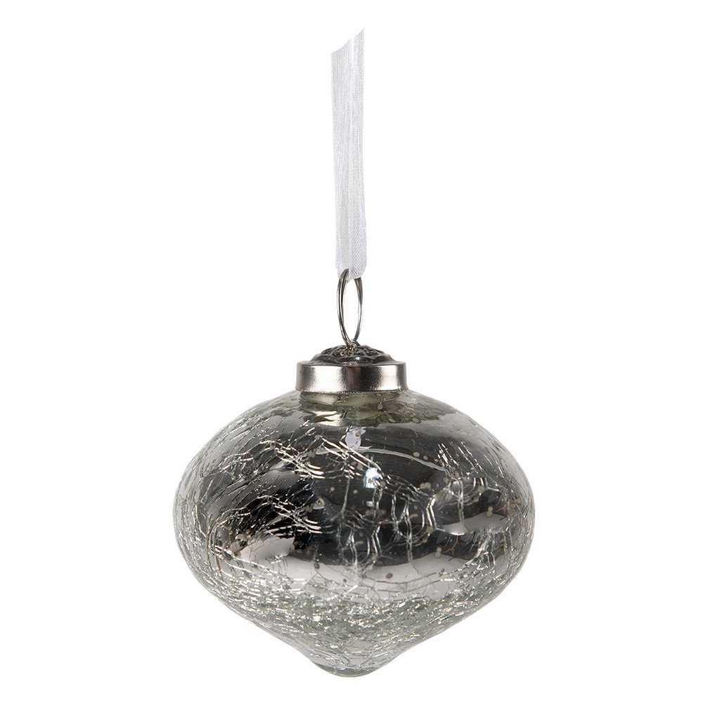 Kerstbal 7 cm zilver glas