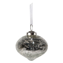 Kerstbal 7 cm zilver glas