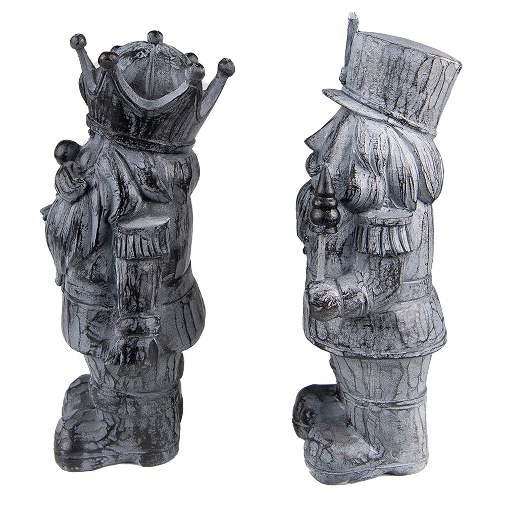 Notenkraker beeldjes 21 cm grijs polyresin set van 2
