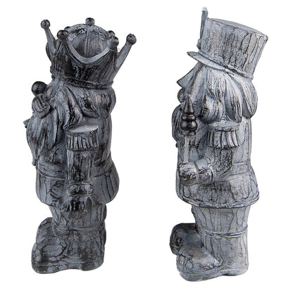 Notenkraker beeldjes 21 cm grijs polyresin set van 2