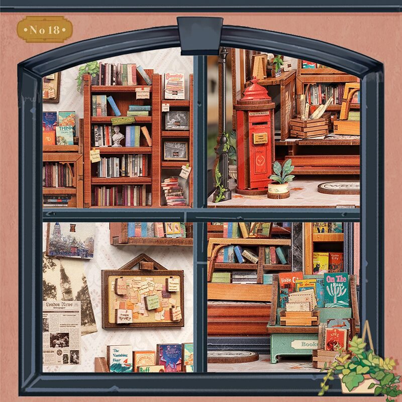 Doe-het-zelf huisje Jack's Bookery 15,8x15,8x20 cm hout
