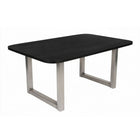 Eettafel 200x100 cm mangohout zwart staal antiek zilver