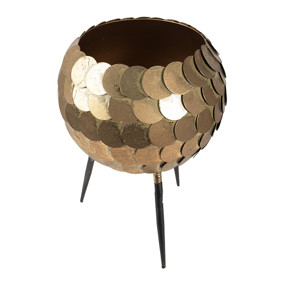Planthouder Ø 22x28 cm goud zwart ijzer