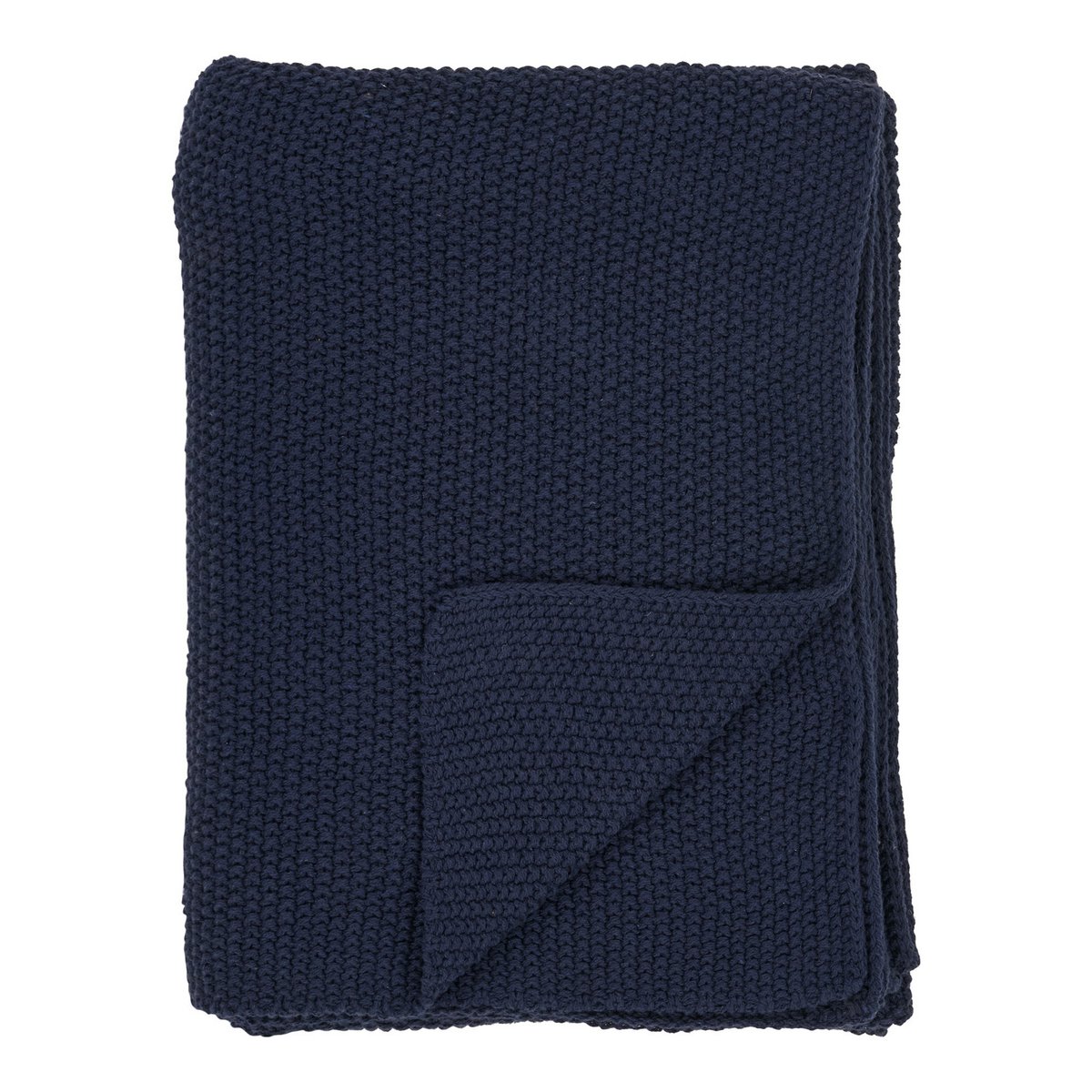 Plaid 130x170 cm gerecycled katoen donkerblauw