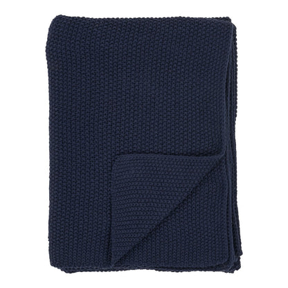 Plaid 130x170 cm gerecycled katoen donkerblauw