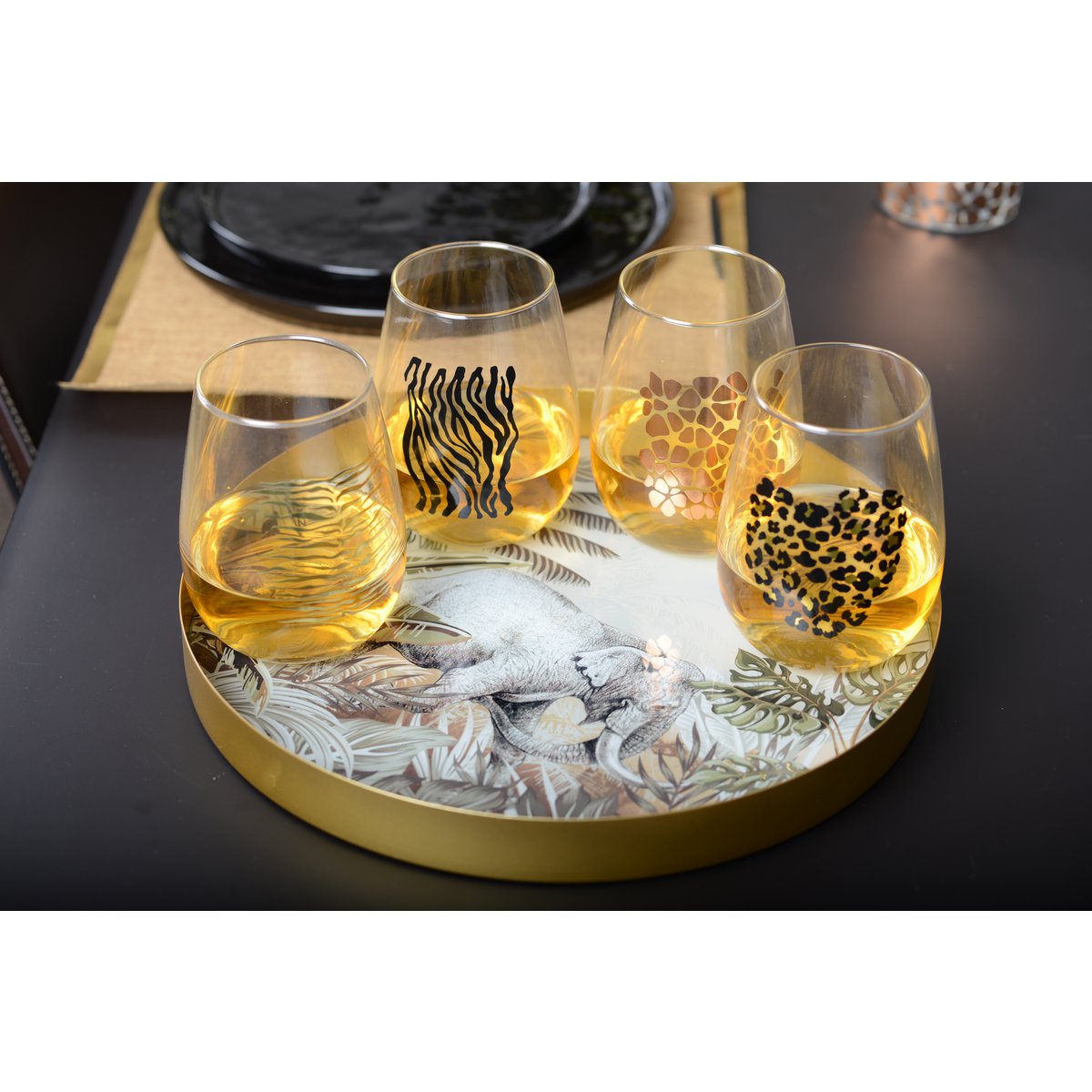 Dienblad rond Kenia olifant decoratief