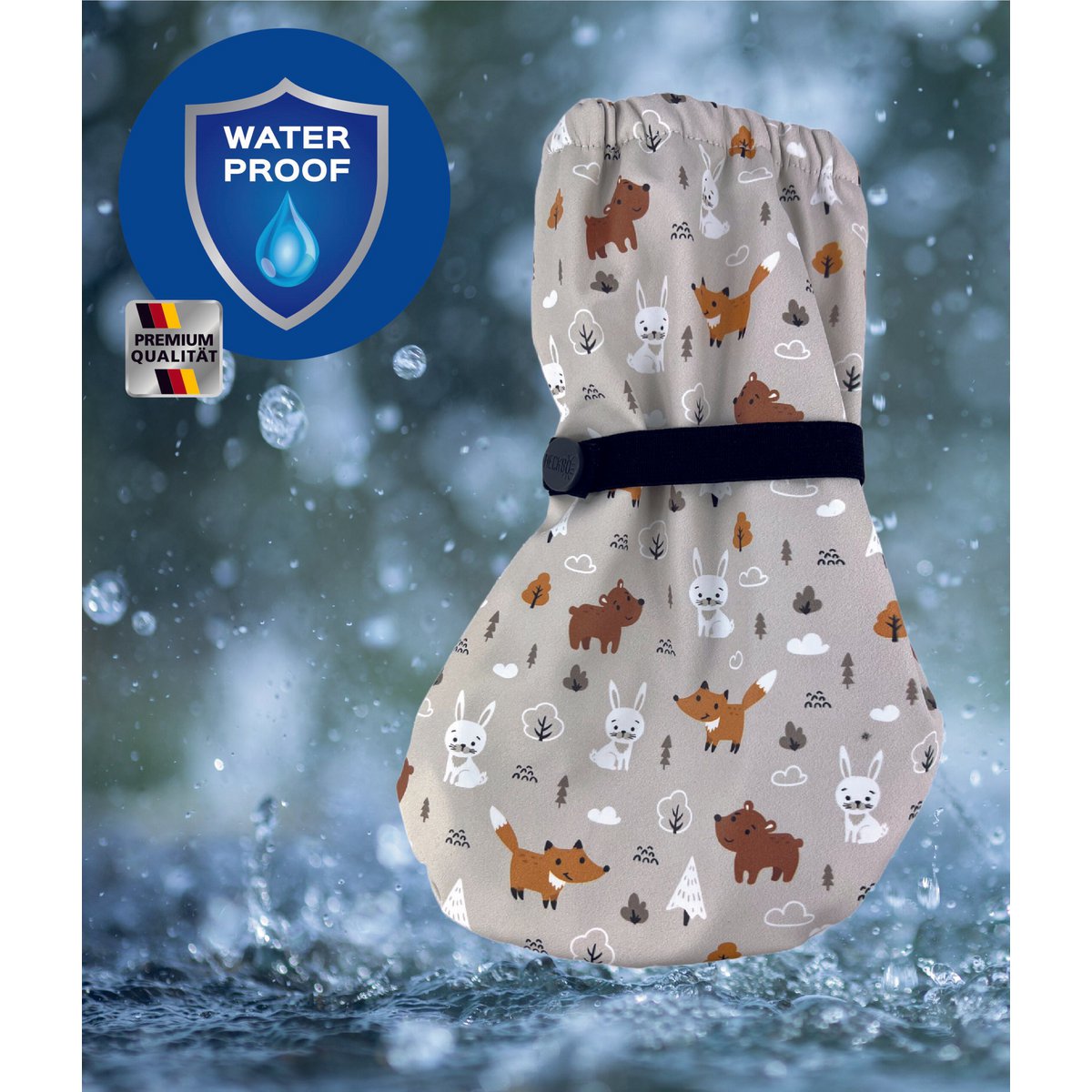 Baby regenvoetje bosdieren fleece gevoerd
