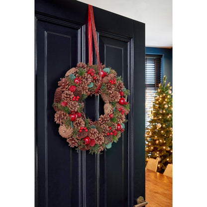 Kerstkrans Ø45 cm dennenappels bruin