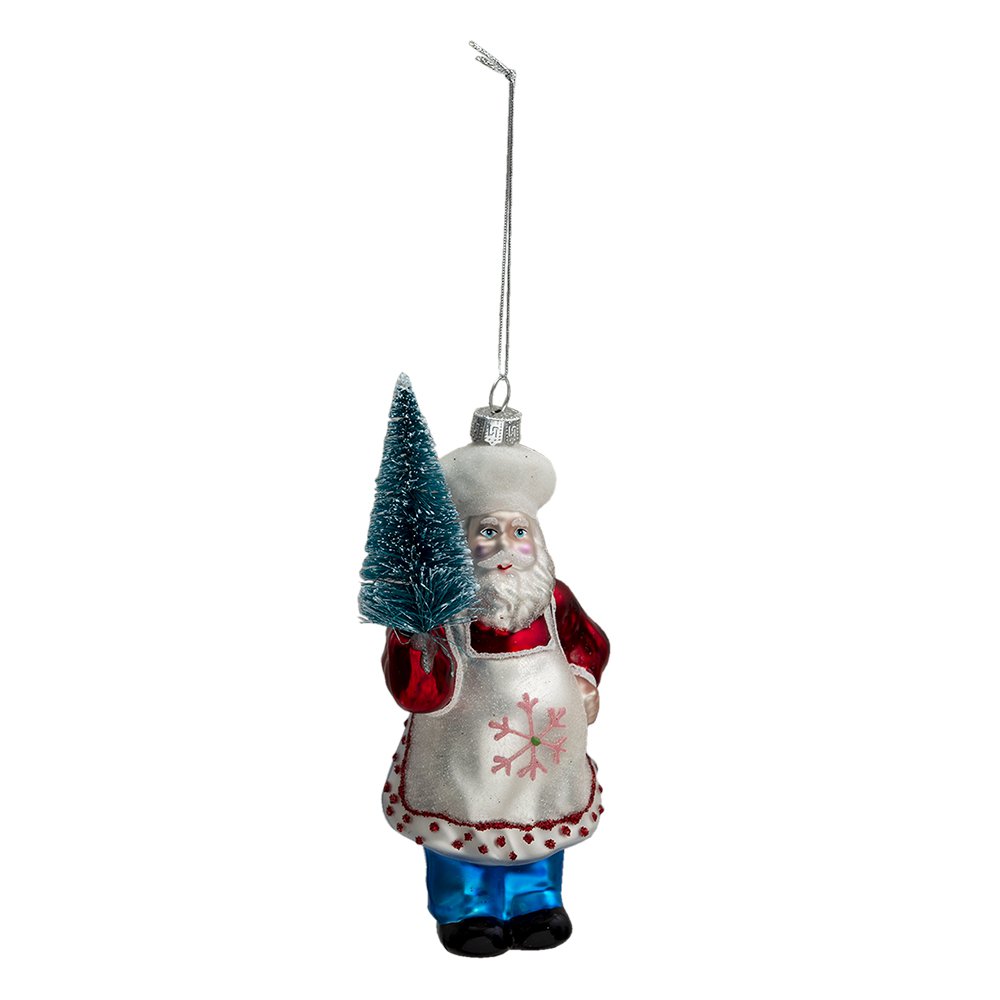 Christmas Ornament Santa Claus 16 cm Red Blue Glass Christmas Bauble