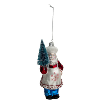 Christmas Ornament Santa Claus 16 cm Red Blue Glass Christmas Bauble