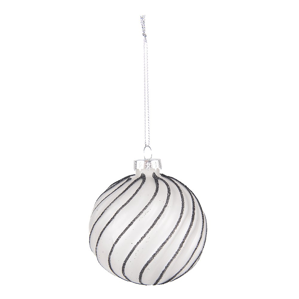 Kerstbal 4 stuks Ø 8 cm zwart grijs glas