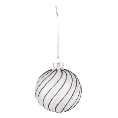 Kerstbal 4 stuks Ø 8 cm zwart grijs glas