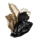 Beeld Leeuw 16 cm zwart goud polyresin