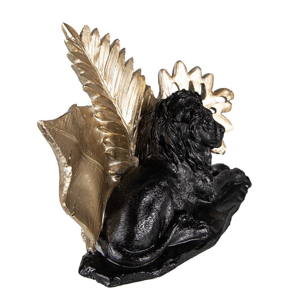 Beeld Leeuw 16 cm zwart goud polyresin