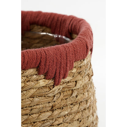 Plantenmand set van 3 zeegras H24 cm rood bruin