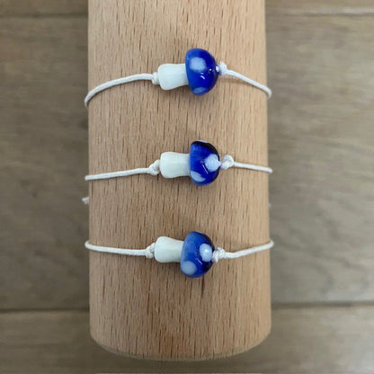 Kinderarmband paddestoel blauw handgemaakt