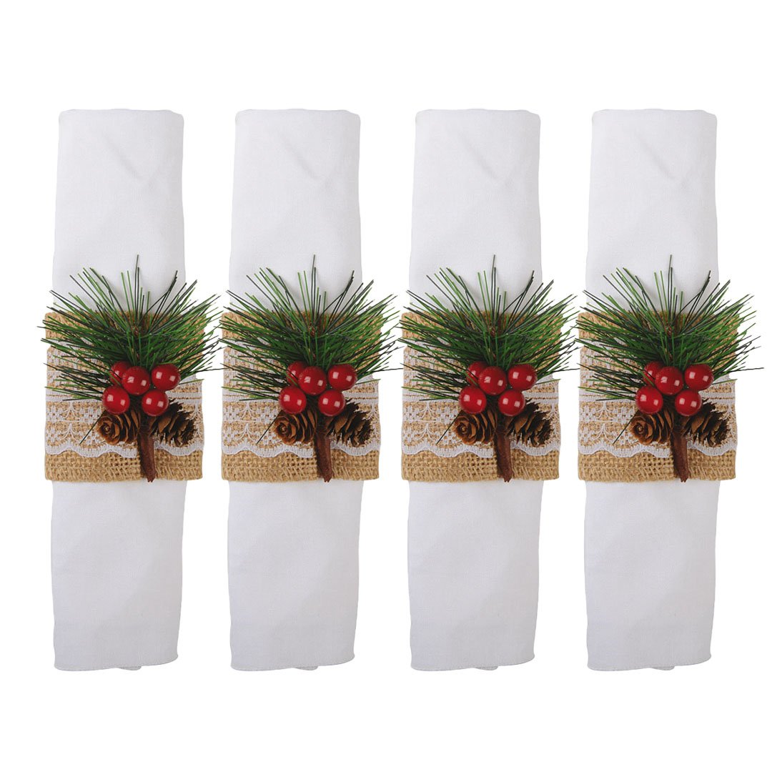 Servetringen hulst set van 4 beige kunststof 6,3 cm