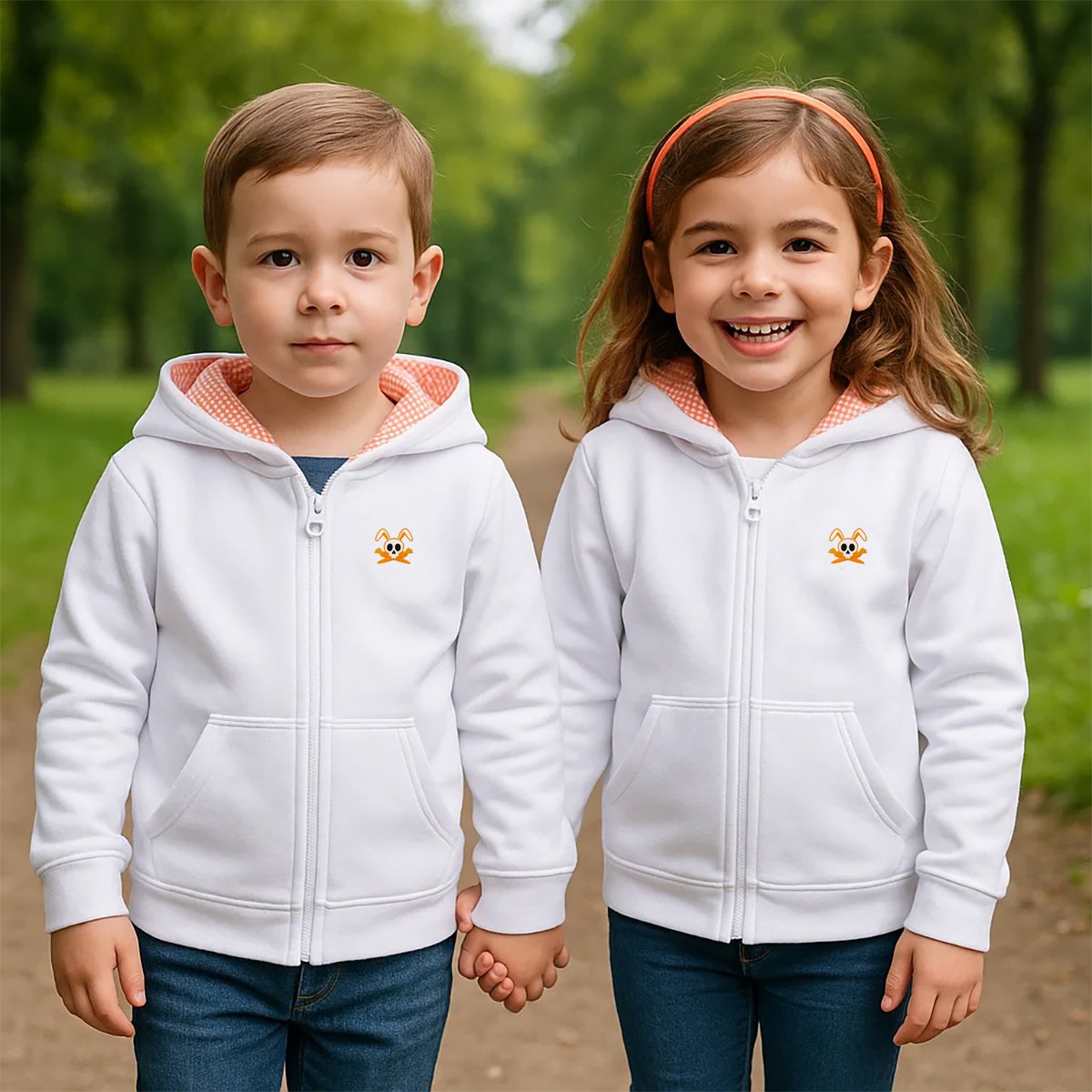 Sweatshirt biologisch katoen wit oranje